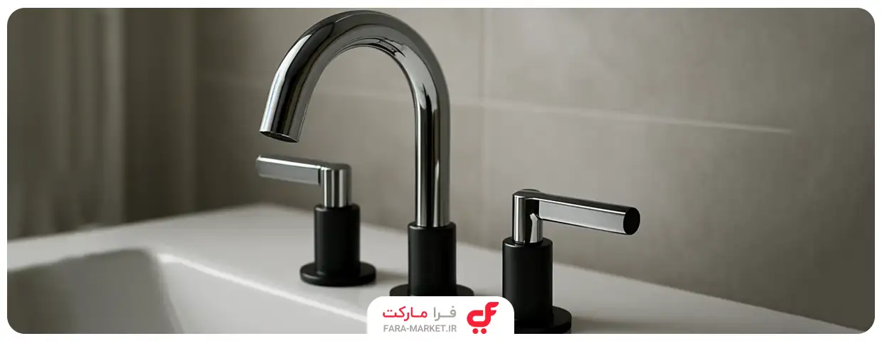 تصویر شیرآلات سرویس بهداشتی لوکس شامل مدل‌های مشکی، طلایی و کروم